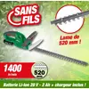 Ribimex Ribiland Taille haie "R-BAT20" + batterie 20 volt, 2 Amp + chargeur