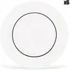 Fauchon - 6 Assiettes plates en Porcelaine Ligne blanches -  D.29 cm T.U