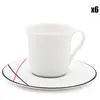 Fauchon - 6 Tasses à thé + soucoupes en Porcelaine Bistrot blanches - 150ml T.U