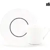 Fauchon - 6 Tasses à thé + soucoupes en Porcelaine Ligne blanches - 150ml T.U