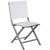 PROLOISIRS Chaise pliante - THEMA - Aluminium époxy gris - Toile TPEP chiné blanc