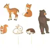 Sachet de 6 décorations sur pic pour gâteau Woodland