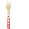 Goodmark Couverts jetables modele petit fouchettes en bois vichy - Rouge