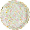 8 Assiettes en carton festonnées shabby or 23 cm - Multicolore