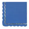 20 serviettes festonnés de 33 x 33 cm bleu et or - Casse-Noisette