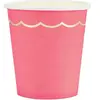 Sachet de 8 gobelets festonnés rose néon