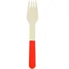 Sachet de 8 fourchettes en bois manche rouge