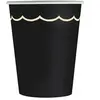 8 Gobelets en carton noirs et dorés festonnés 200 ml