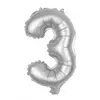 Ballon mylar 100cm CHIFFRE 3, ARGENT 333653PPRO