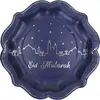 Lot de Assiettes 8 Gobelets Eid Mubarak, bleu