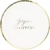 Sachet de 8 Assiettes Joyeux Anniversaire, blanc et or