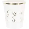 Sachet de 8 Gobelets Joyeux Anniversaire, blanc et Or