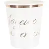 Sachet de 8 Gobelets Joyeux Anniversaire, blanc et Rose gold