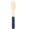 Sachet de 8 fourchettes en bois bleu marine et or
