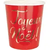 Sachet de 8 Gobelets Joyeux Noël, Rouge et Or
