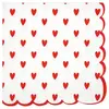 Sachet de 16 Serviettes festonnées à coeurs rouges