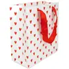 Sac papier petits coeurs rouges 28cm avec anses satin