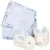 Chaussons avec hochet Lapin Bonbon Doudou et Compagnie Bleu