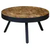 Table basse teck recyclé et métal ronde D76 cm