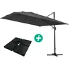 Parasol déporté Alu Habitat et Jardin Sun 4 - Rectangle 3x4m - Noir