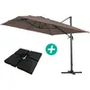 Parasol jardin déporté Alu Sun 4 - Rectangle - 3 x 4 m - Taupe - Dalle...