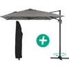Parasol jardin déporté Alu Sun 4 - Rectangle - 3 x 4 m - Gris + Housse...