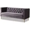 Canapé fixe en velours "Bruce" - 196 x 76 x 82 cm - 3 places - Gris