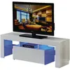 Habitat et jardin Meuble Tv Led Borda - 130 X 34 X 45 Cm - Blanc Laqué