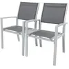 Fauteuil jardin Alu/Textilène Tropic - Phoenix - Gris foncé - Lot de 2