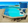 Piscine bois " Ibiza " - 8.57 x 4.57 x 1.31 m - Bâche à bulles 180 µ ...