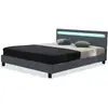 Lit LED - HABITAT ET JARDIN - Maria - 140 x 190 cm - Gris - 2 Places