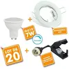 ECLAIRAGE DESIGN Lot de 20 Spot led encastrable complet Blanc Fixe avec Ampoule GU10 7W Dimmable Température de Couleur: Blanc neutre 4000K