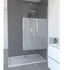 AURLANE Paroi de douche à l'italienne avec bande verre dépoli - L90xH200cm