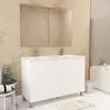 AURLANE Meuble salle de bains 120 cm laqué blanc 4 portes, vasque, miroirs 60x80 et réglettes led - xenos