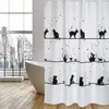 Rideau de douche L.180 x H.200 cm blanc et noir en polyester Msv