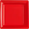 ISAP 12 Assiettes Carrées En Plastique Rouge 18 X 18 Cm