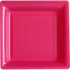 ISAP 12 Assiettes Carrées En Plastique Rose Indien 18 X 18 Cm