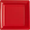 12 Assiettes Plates Carrées Réutilisables 24cm Rouge