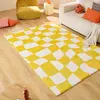 Nazar Tapis vintage style année 70 à motif damier jaune 80x140