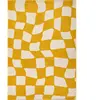 Nazar Tapis vintage style année 70 à motif damier jaune 120x160