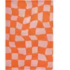 Nazar Tapis vintage style année 70 à motif damier Orange 200x280