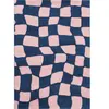 Tapis vintage style année 70 à motif damier Bleu - 200x280