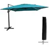 Happy Garden - Parasol déporté molokai carré 3x3m bleu + housse