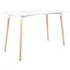 HAPPY GARDEN Table à manger rectangulaire style scandinave blanche et bois de hêtre