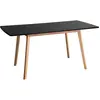 HAPPY GARDEN Table à manger extensible 120/160cm noire et bois de hêtre