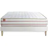 Non communiqué Ensemble sommier matelas LE DOUX 160x200cm Mémoire de forme 3 zones de confort - Ep. 24cm + sommier kit Blanc
