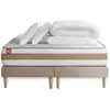 Marmottes & Co Pack Prêt A Dormir Matelas Le Tendre 200x200 Ressorts Ensaches + Memoire De Forme + Double Sommiers Beige