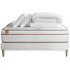 Marmottes & Co Pack Prêt A Dormir Matelas Le Paisible 140x190cm Memoire De Forme Biovisco + Sommier Blanc + 2 Oreillers + Couette 240x220cm