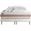 Marmottes & Co Pack Prêt A Dormir Matelas Le Délicat 160x200 Ressorts Ensaches Et Memoire De Forme + Double Sommiers Blanc