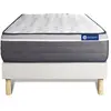Actisom Ensemble 90x200 Matelas Hybride Sommier kit Blanc